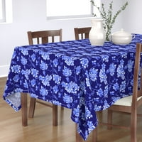 Памучна сатена покривка, 70 90 - Chinoiserie Floral Intense Navy Butterfly Nature Garden Blue Cobalt Print Спално бельо с лъжица
