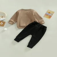 Комплект дрехи за бебета за бебета 3y с дълъг ръкав суичър от екипаж Топ Небрежни панталони Комплект есенни зимни тоалети