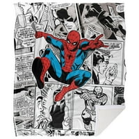 Marvel Spiderman Retro Comic Collage Silky Touch Sherpa Back Super Soft Throwing
