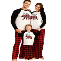 Съответстващ семеен коледна пижама комплект, Raglan с дълъг ръкав отгоре + карирани панталони комплекти за сън