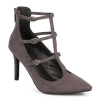 Нови жени Breckelles Lydia-Suede Pointy Toe T-каишка с размер на помпата с цип