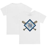 Младежта мъничка бяла бяла тениска на Tampa Bay Rays Diamond Cross Bats