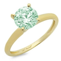 2.0ct кръгъл разрез Зелен симулиран диамант 18K жълто злато годишнина годежен пръстен Размер 9