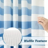 Текстурирана тъкан Стой за душ завеса, синя омбре, съблечени душ завеси за баня с куки