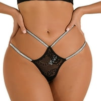 Felwors Shining Reaist Band Bedwear for Women Black Lace Thong и G String Gtinties