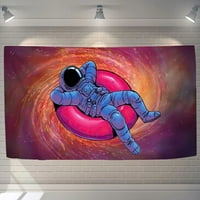 Животен буй астронавт гоблен за естетика на спалнята, стенно изкуство Таписерия за подарък за завършване на спалня, домашен декор за спалня хол, хоризонтален гоблен трипи, L - 71 × 60