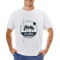 Палми и самолет. Свобода Мъжки тениска памук Небрежни върхове с къс ръкав Подарък Tee White XL