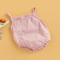 Mialoley Baby Summer Rompers, твърд цвят спагети каишка за без ръкави с бутони за малки деца, 0- месеца