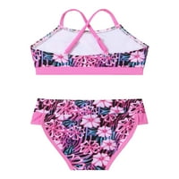 Геометрични модели на Iefiel Girl Swimsuit две вратовръзки барни за бански бански, размери 3t-Gardenia Rose 4