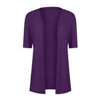 Кардиган се занимава с дълги ръкави жени пуловер Кардиган Полиестер оранжев кардиган жени без джобове Кардигански яке стил Q- есен Кардиган Пуловерен палто за връхни дрехи Purple L