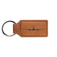 - Правоъгълник на Huron Keychain Leather Tructangle - лазерен гравиран - много цветове - пръстен на ключодържател - C Aircraft King Air 1900