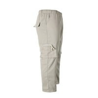 Мъже чист цвят тънки годни панталони с цип еластичен джобен дишащ панталони m-3xl