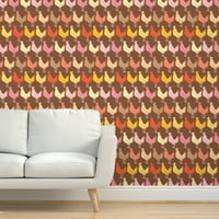 Peel & Stick Wallpaper 3ft 2ft - Rooster Brown Farm Chicken Hen Country Chic Custom Подвижен тапет от Spoonflower