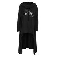 Pgeraug полиестер есенни дрехи за жени с дълъг ръкав от печатни качулки пуловер теглене дълга суитчър блуза с джобни качулки за жени черни xl