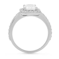 2. CT Brilliant Emerald Cut Synthetic White Sapphire 14K White Gold Haliater с акценти пръстен SZ 5.25