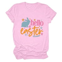Великденска тениска Продажба на женски зайче зайче за печат на риза върхове с къси ръкави летни ежедневни дрехи екип