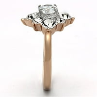 Luxe Jewelry проектира женски двуменен розов златен йон за годежен пръстен с кръгли CZ камъни -