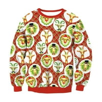 Tking модни мъжки ризи Коледни кръгли яка пуловер пролет и есенни ризи с дълъг ръкав за мъже