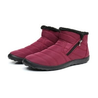 Rotosw дами зимен ботуш плюшени облицовани топли обувки fau fur snow ботуши студено време с цип обувки на открито ежедневен глезен ботуш вино червено 8