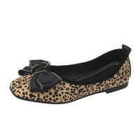 Сандали жени токчета удобни пролетни и есенни ежедневни обувки плоски долни квадратни пръсти лък леопард Плитка уста хлъз