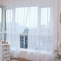 Бели чисти завеси за спалня, джоб за пръчки полупрозрачен воайл чист ефирен и дишащ панели за завеси за плосък апартамент
