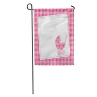 Розово родно момиче съобщение за пристигане на детска рожден ден празен роден градински флаг декоративно знаме къща банер банер