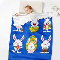 Dicasser Великденски яйца Заешки одеяла с възглавница Цветно декоративно меко уютно одеяла за печат за диван
