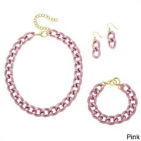 Alexa Starr K561 -Set -Pink Grooved Link Chain Jewelry комплект, розово - средно - парче
