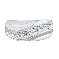 0. Карат кръгла форма Уайт естествен диамант Мъжки сватбена лента пръстен 14k твърд жълт златен пръстен Размер-10