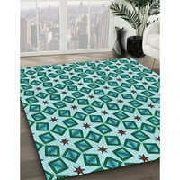 Ahgly Company Machine Pashable Indoor Rectangle Transitional Teal Green Area Rugs, 2 '4'