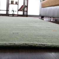 Килима килими, ръчно заплетени, съвременна вълнена площ от пода килим за спалня за хол, зелено, 6'x9 '