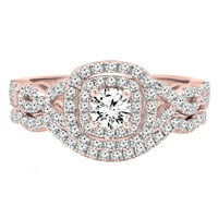Колекция DazzlingRock 1. Карат DGLA Сертифициран кръгъл бял диамант дами хало годежен пръстен CT, 14K розово злато, размер 10