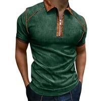 Мъжки ризи с къс ръкав голф риза със солиден цвят контраст на открито улица небрежна модна цип поло случаен тънък приготен тениска
