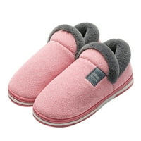 Жени обувки двойки жени се плъзгат на пухкав плюшен плосък домашен зимен кръг пръст Поддържайте топъл плътни цветни чехли обувки горещо розово 6.5