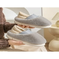 Ritualay Womens Flippers Plush Lining Зимни топли обувки Къща размита чехъл Небрежен комфорт Домашна обувка Униз Мъже Плъзнете върху сиво 7-7.5