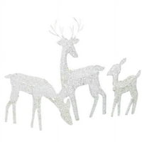 Семейство на елени осветени 2D коледен декор на елени с LED светлини Запалват долари Doe и Fawn на закрито или на открито двор
