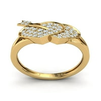 Истински 0,5ct кръгло отрязано диамантено prong cupid Arrow heart годишнина лента Ring Bridal Solid 18K Gold F VS1