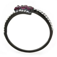 Дамски черен дребен пръстен anillo para mujer y ninos kids неръждаема стомана пръстен с AAA клас CZ в фуксия портици