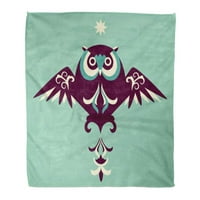 Супер меко хвърляне на одеяло абстрактно орнаментална сова сама птичи клюн птица карикатура сладък домашен декоративен фланел кадифено плюшено одеяло