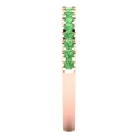 0. CT Брилянтна принцеса Cut симулиран зелен диамант 14K розово злато, подредена лента SZ 7.75