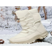 Рокоми дамски топли обувки Fau Fur Winter Boot Plush облицовани снежни ботуши на открито ежедневно дишащо неплъзгащо се средно-кът бежово 5.5