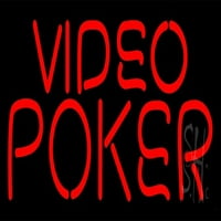 Red Video Poker LED NEON знак, черен квадрат на акрилна поддръжка, с димер - ярка и премиум изградена вътрешна водеща неонова знак за декор за стена, Arcarde и витрина