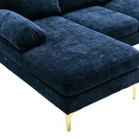 & Vico Accent диван, модерен L-образен диван с акцент с метални крака, мека възглавница на гърба и рамка от шперплат, секционен диван за спалня за хол, флот