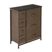 Скрин Mairbeon с чекмеджета - Единица за съхранение на мебели за спалня, коридор, килер, офис организация - стоманена рамка, дървен плот, лесни кошчета за издърпване, кафяво
