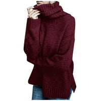 Дами нередовен плетен пуловер пуловер с твърд цвят пуловер с дълъг ръкав