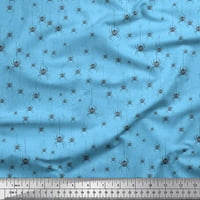 Soimoi Blue Viscose Chiffon Fabric Web & Spider Insect отпечатъци от тъкани по двор