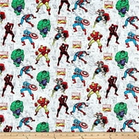 Springs Textiles Marvel Retro Comics Action Comic White Fabric Fabric край двора