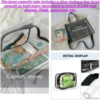 Dabuliu Clear Tote чанта за жени - прозрачна PVC туристическа чанта за спортни игри, плаж, стадион - мрежеста чанта за кръстосано тяло рамо