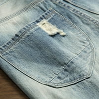 Eguiwyn мъжки суитчъни с права дупка закопчалка с цип с дънкови шорти панталони Панталони за мъже тъмно синьо 34