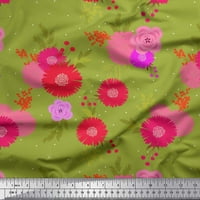 Soimoi Poly Georgette Fabric Dot, листа и флорален артистичен отпечатан двор